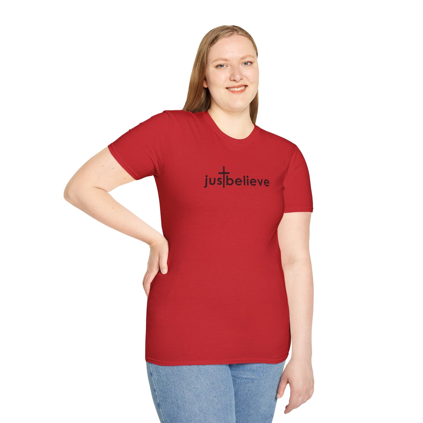 Just Believe - Christian T-Shirt, Inspirational Gift, Unisex Softstyle Shirt, Faith-Based Apparel, Perfect for Church Events