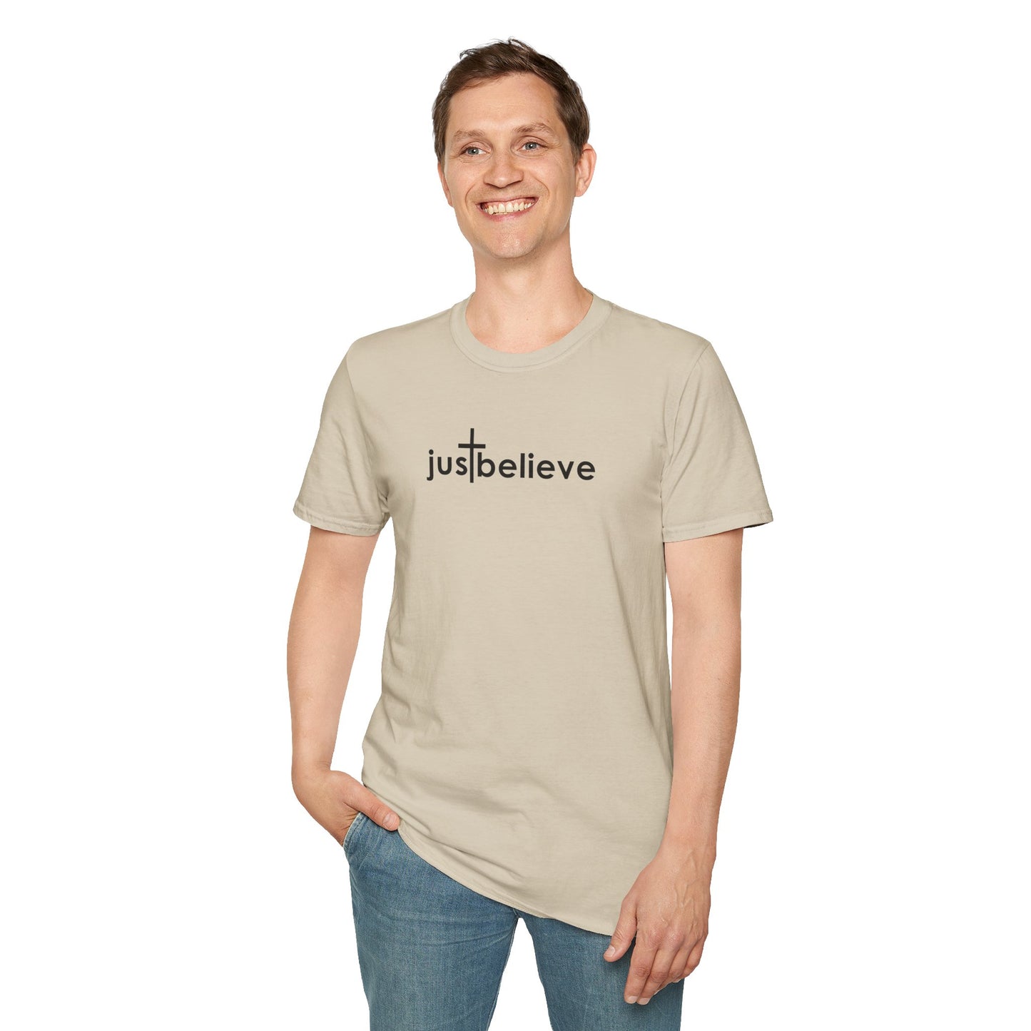 Just Believe - Christian T-Shirt, Inspirational Gift, Unisex Softstyle Shirt, Faith-Based Apparel, Perfect for Church Events