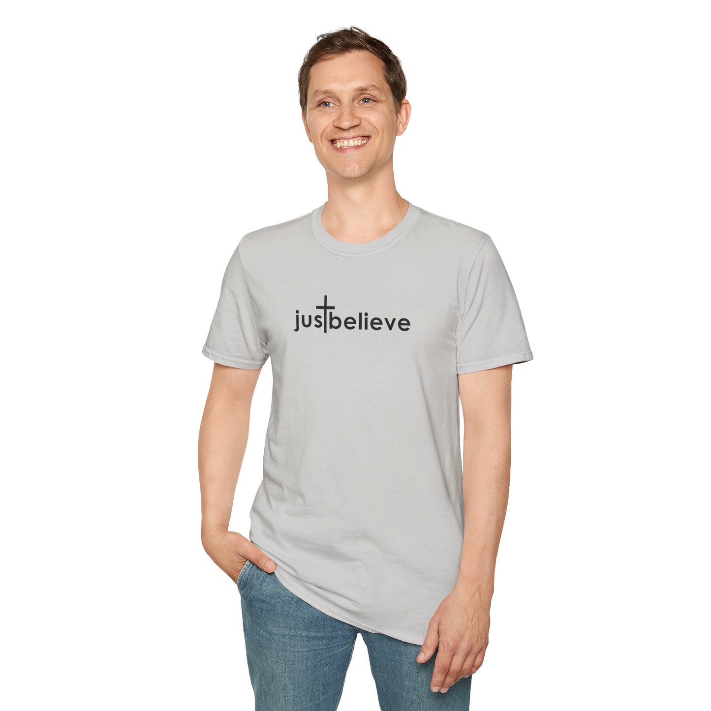Just Believe - Christian T-Shirt, Inspirational Gift, Unisex Softstyle Shirt, Faith-Based Apparel, Perfect for Church Events