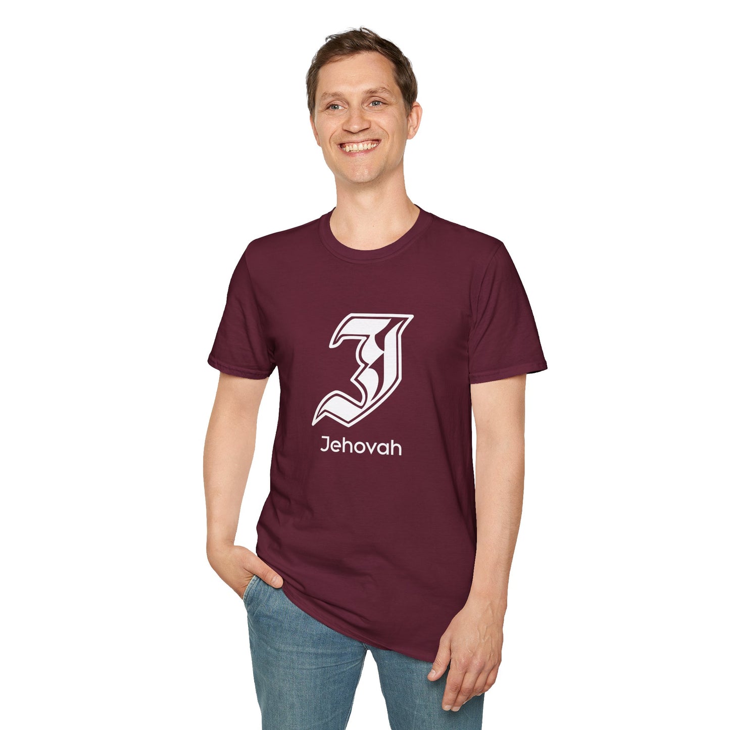 Jehovah - Unisex Softstyle T-Shirt, Faith-Based Apparel, Black Graphic Tee, Religious Gift, Comfortable Daily Wear