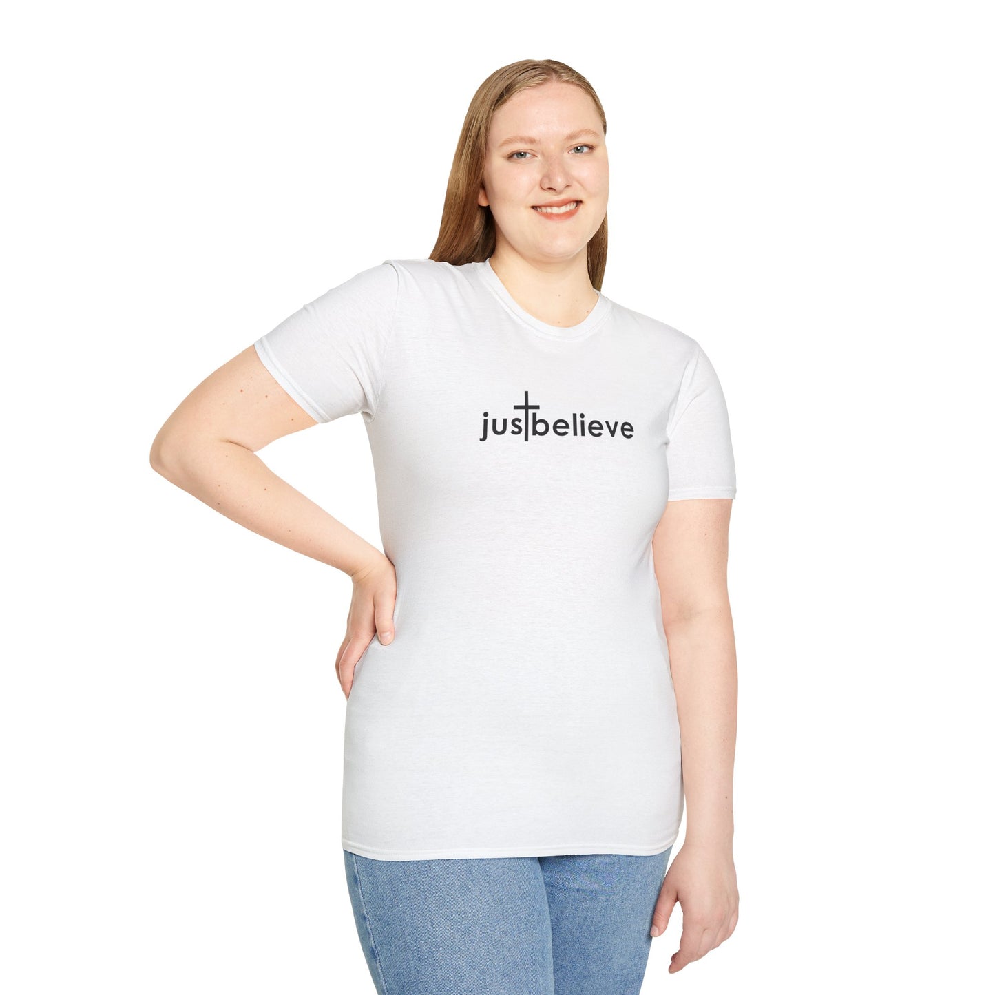 Just Believe - Christian T-Shirt, Inspirational Gift, Unisex Softstyle Shirt, Faith-Based Apparel, Perfect for Church Events