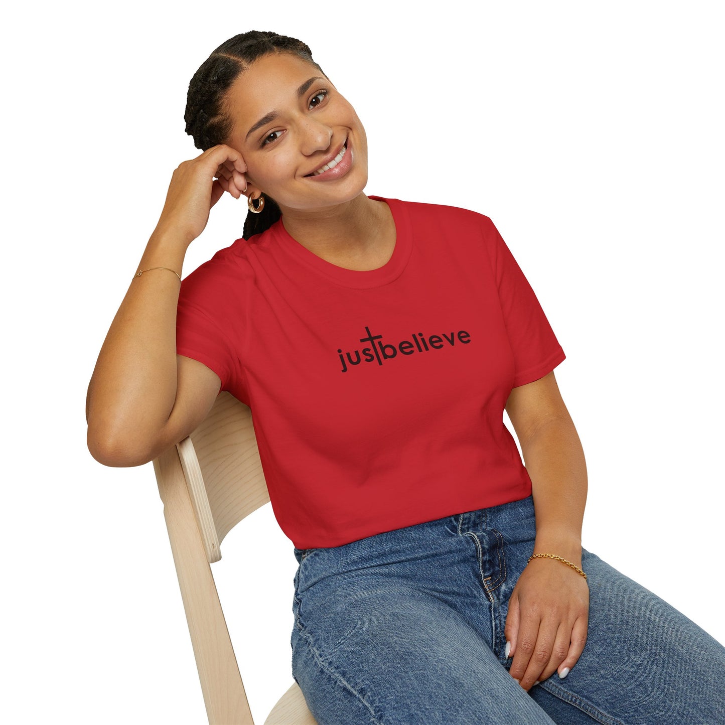 Just Believe - Christian T-Shirt, Inspirational Gift, Unisex Softstyle Shirt, Faith-Based Apparel, Perfect for Church Events