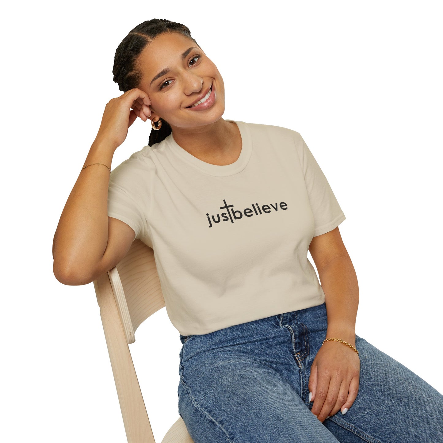 Just Believe - Christian T-Shirt, Inspirational Gift, Unisex Softstyle Shirt, Faith-Based Apparel, Perfect for Church Events