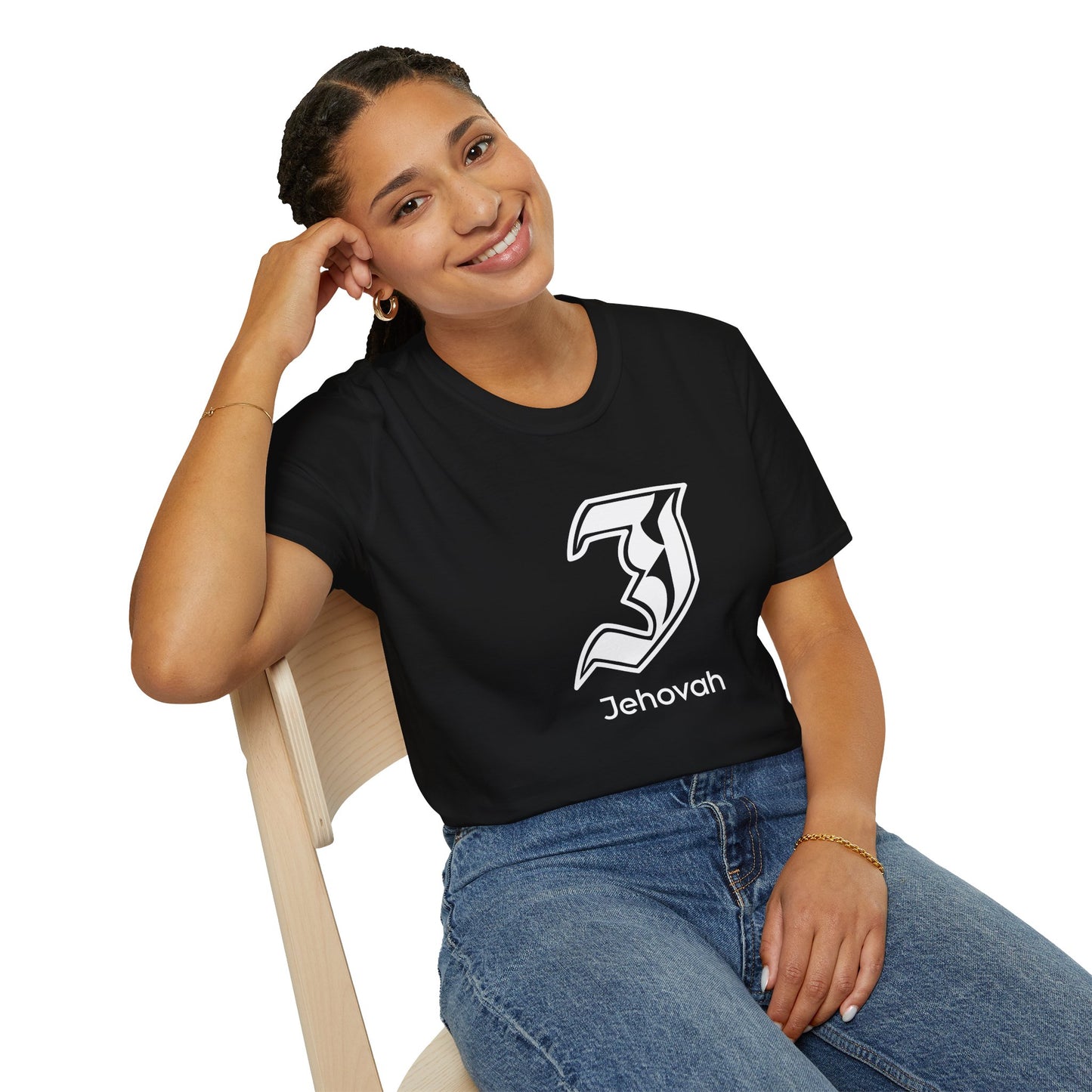 Jehovah - Unisex Softstyle T-Shirt, Faith-Based Apparel, Black Graphic Tee, Religious Gift, Comfortable Daily Wear