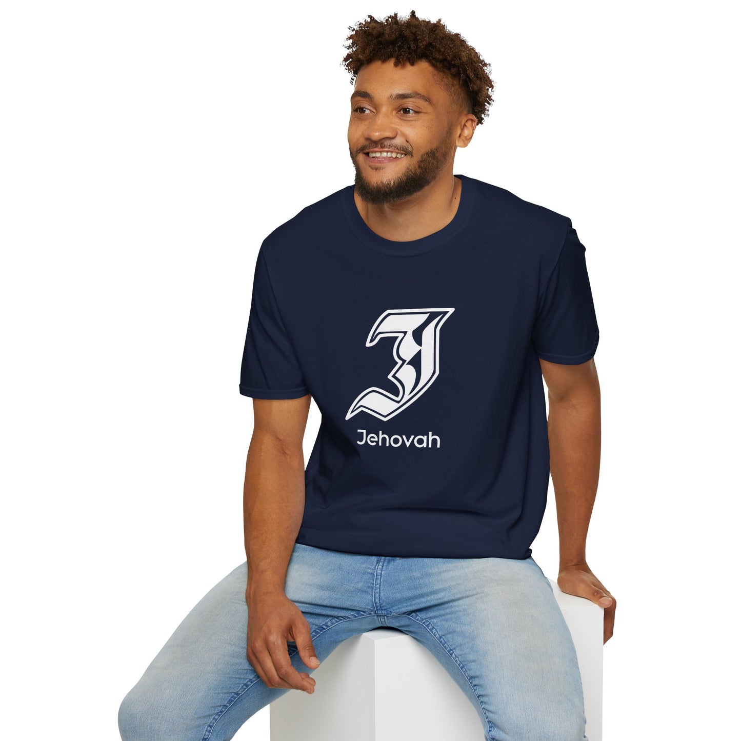 Jehovah - Unisex Softstyle T-Shirt, Faith-Based Apparel, Black Graphic Tee, Religious Gift, Comfortable Daily Wear