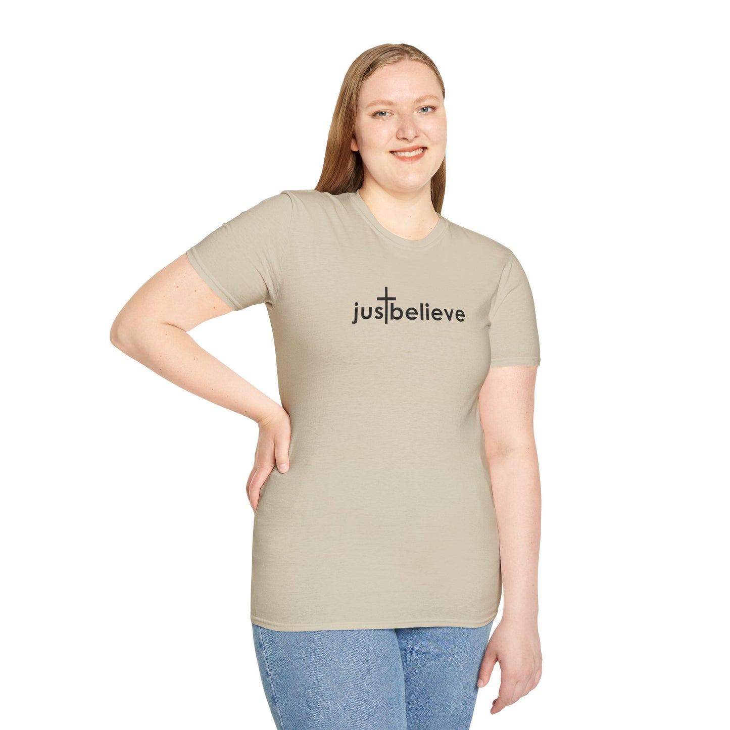 Just Believe - Christian T-Shirt, Inspirational Gift, Unisex Softstyle Shirt, Faith-Based Apparel, Perfect for Church Events
