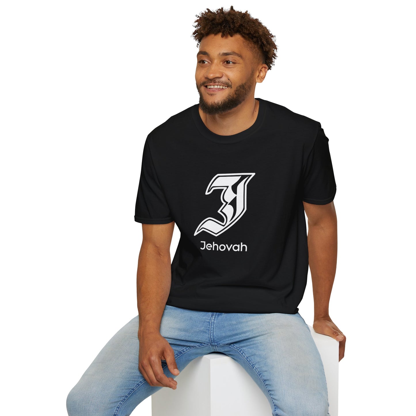 Jehovah - Unisex Softstyle T-Shirt, Faith-Based Apparel, Black Graphic Tee, Religious Gift, Comfortable Daily Wear