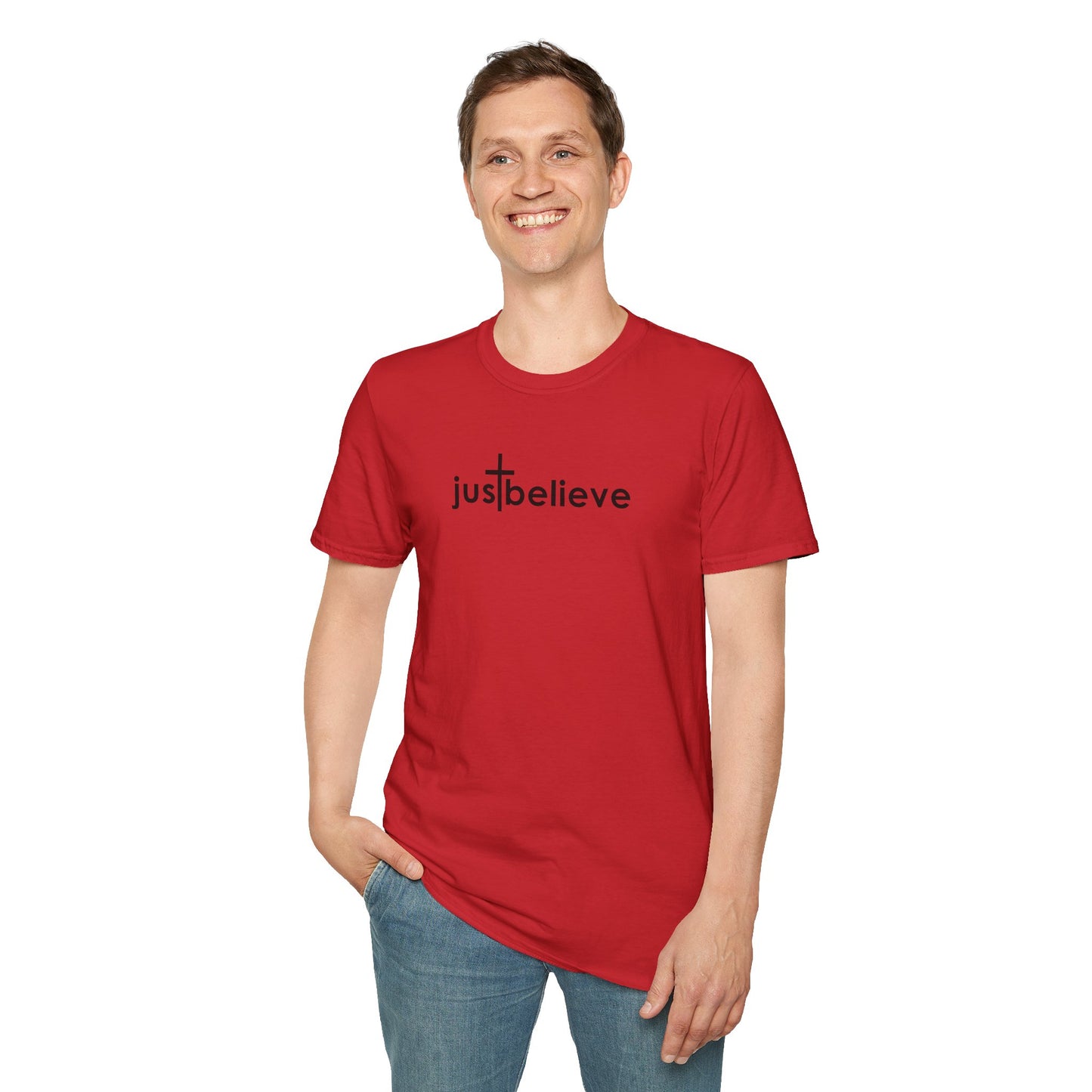 Just Believe - Christian T-Shirt, Inspirational Gift, Unisex Softstyle Shirt, Faith-Based Apparel, Perfect for Church Events