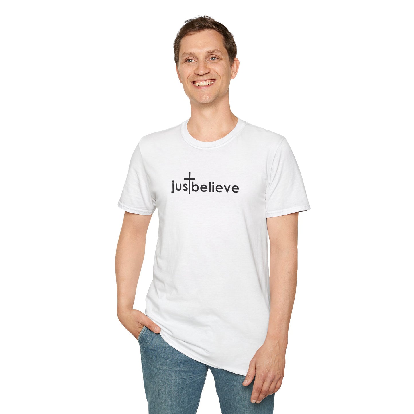 Just Believe - Christian T-Shirt, Inspirational Gift, Unisex Softstyle Shirt, Faith-Based Apparel, Perfect for Church Events