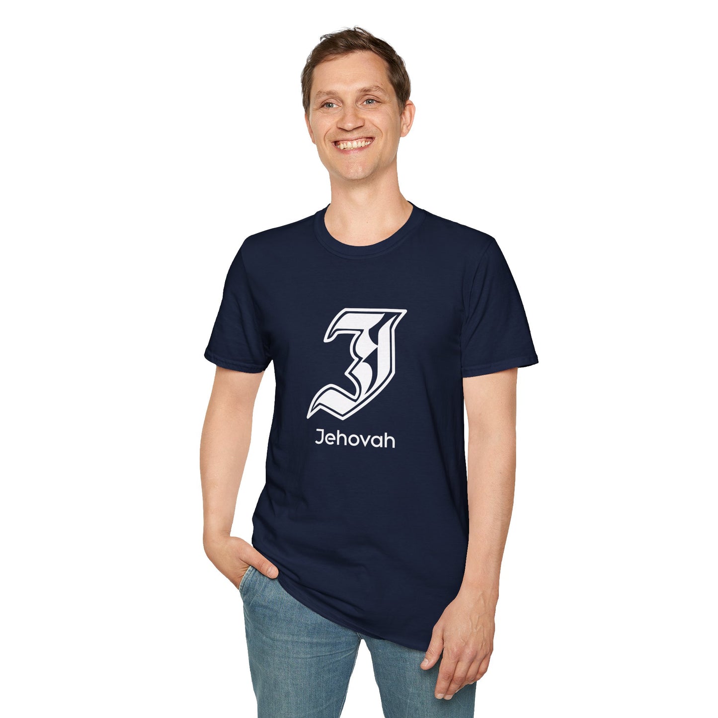 Jehovah - Unisex Softstyle T-Shirt, Faith-Based Apparel, Black Graphic Tee, Religious Gift, Comfortable Daily Wear