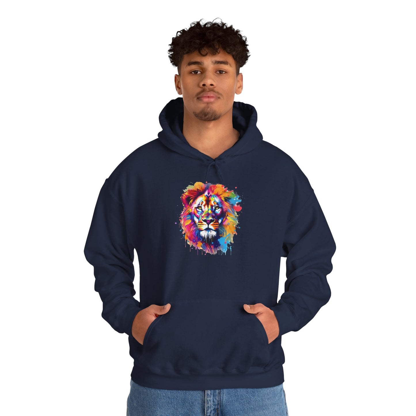 Colorful Lion Hooded Sweatshirt, Unisex Sweatshirt, Animal Lover Gift, Cozy Hoodie, Wildlife Apparel, Nature Prints